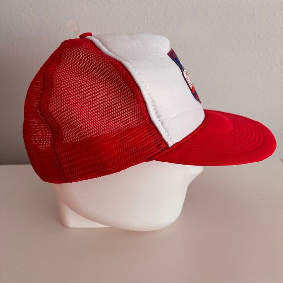 Vtg 80s SAN XAVIER MISSION Trucker Hat Red White Mesh Cap NOS Tucson AZ Church - Picture 3 of 9